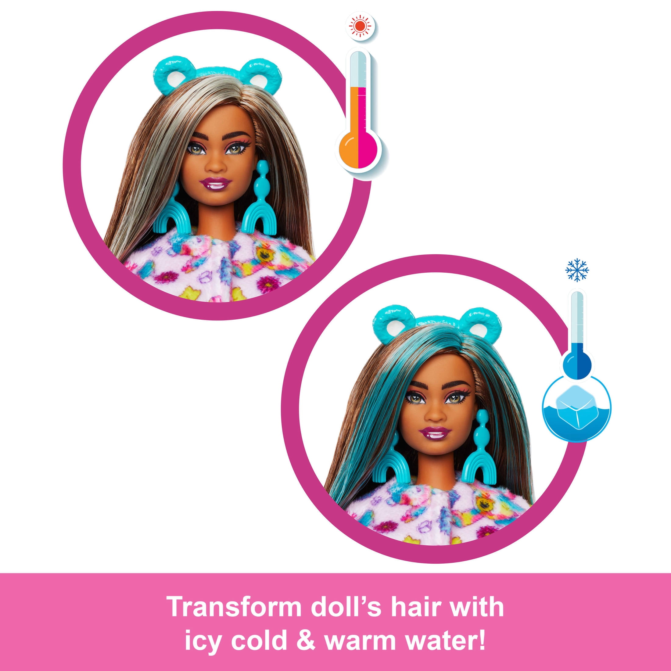 Barbie Cutie Reveal Care Bears Doll & Accessories, Series 2 Good Vibes Bear with 10 Surprises