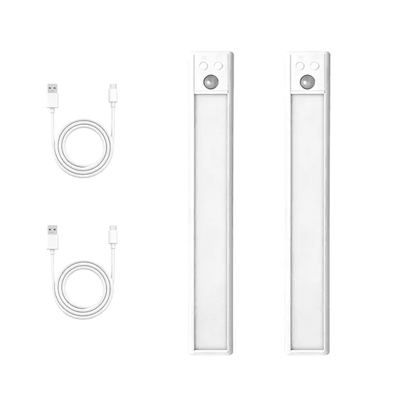 VOLIVO 48 LED Under Cabinet Lighting, Usb Rechargeable Wireless Closet Light, Motion Sensor & Magnetic Strip for Wardrobe & Kitchen, 2 Pack