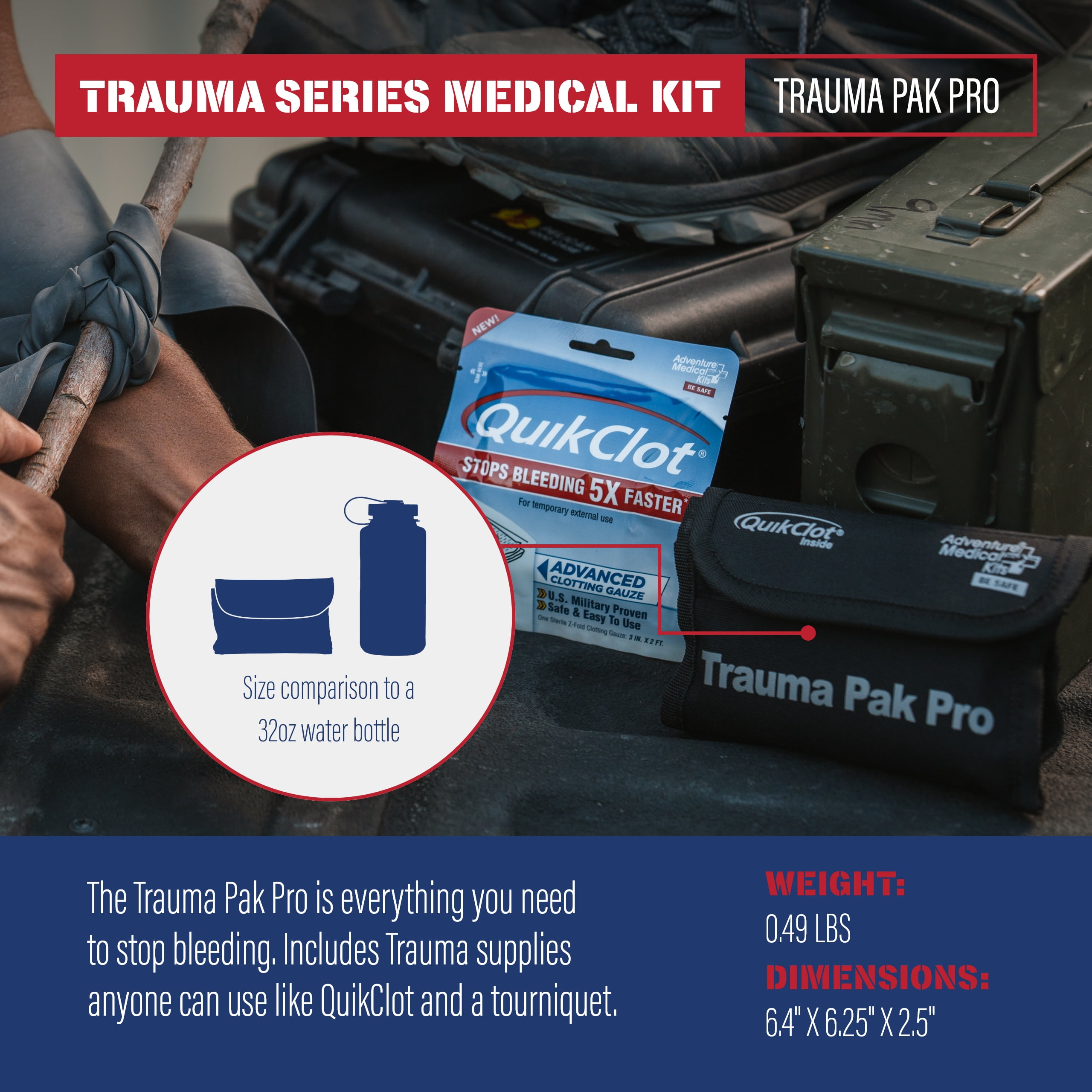 5" Functional Adventure Medical Trauma Pak Pro All-Purpose First Aid Kit