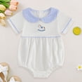 thumbnail image 2 of Tigivemen Unisex Newborn Outfits Short Sleeve Lapel Rompers Embroidery Fall Clothes Baby Bodysuits Size 3-6 Months,Light Blue, 2 of 6