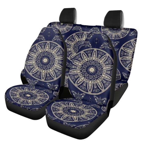 Pzuqiu Moth Mandala Car Seat Covers Full Set Front and Rear Seat Cover Set Breathable Easy to Install Automotive Seat Covers Full Set Fit for Sedans Most Sedans
