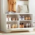 thumbnail image 2 of HOOBRO Hall Tree with Bench, Coat Rack and Flip-Down Shoe Storage, White, 2 of 13
