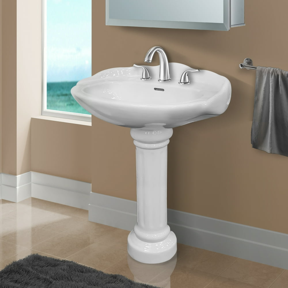 Fine Fixtures, Victorian Pedestal Sink, White Color, 26 Inch Vitreous