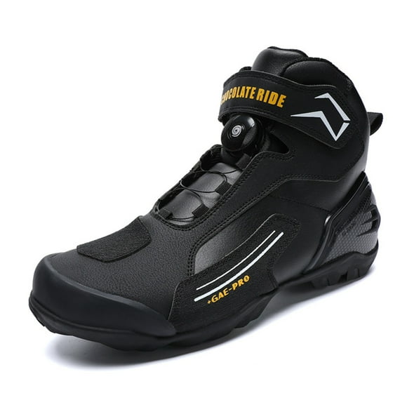 Men's and women's all-season motorcycle riding boots and motorcycle shoes,Black and yellow,46