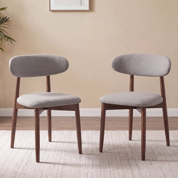 AFO Set of 2 Upholstered Dining Chair, Modern Wooden Kitchen Side Chair with Padded Seat for Dining Room and Café, Light Gray