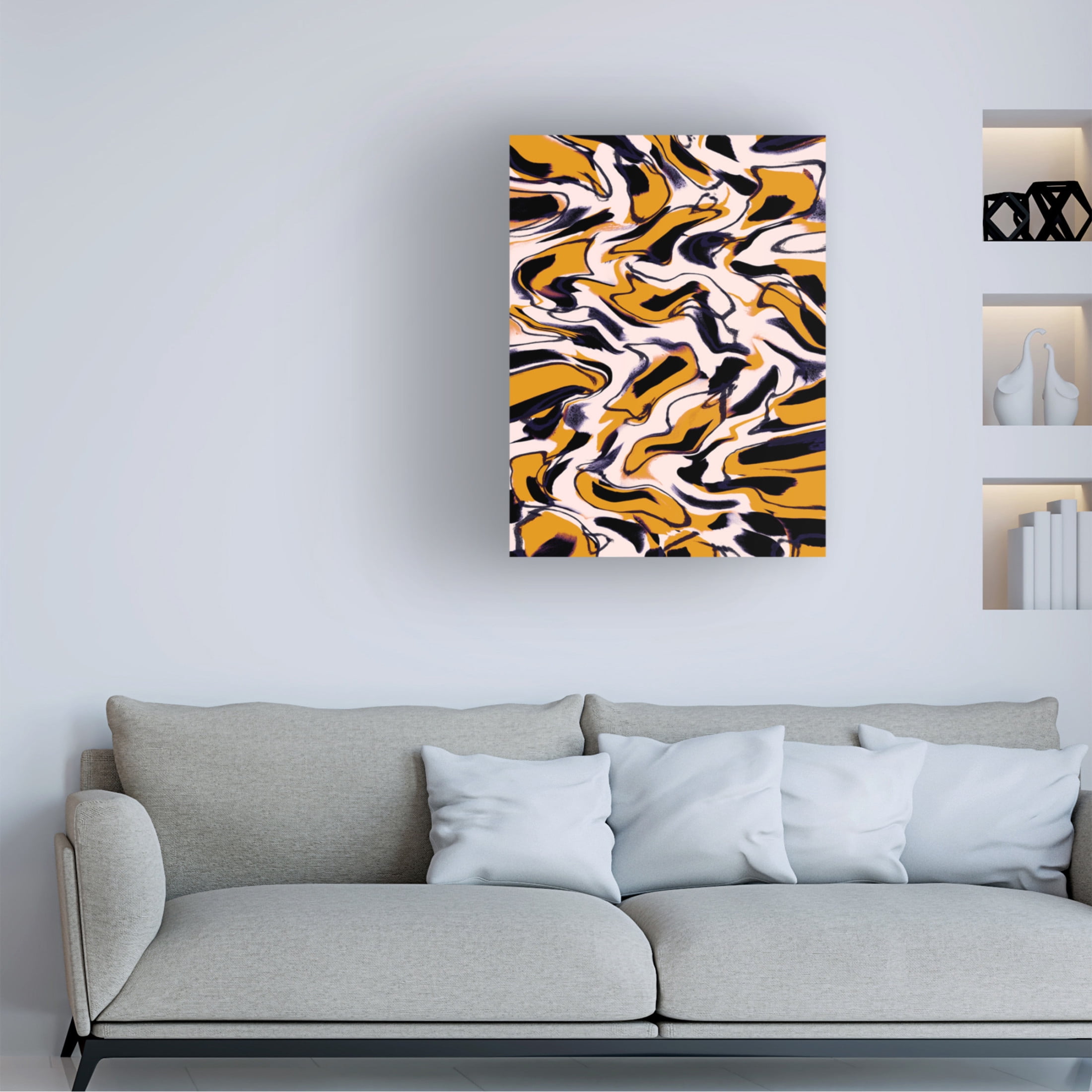 Canvas Wall Art - Treechild 'Liquid Yellow Pattern' Wall Art for Living Room, Bedroom, or Office D?cor by Trademark Fine Art - 35 x 47 Inches