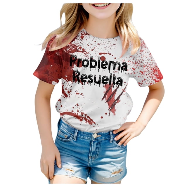 2DXuixsh Vêtements pour Filles, T-Shirt Rétro à Manches Courtes, Col Rond, Décontracté, Ample, Basique, Blanc, Taille 140
