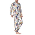 thumbnail image 2 of Pofeuu Lilies Flowers Print Men's Long Sleeve Pajama Set Pijamas Para Hombres Pijamas Para Hombres Mens Pajamas Set-Medium, 2 of 7