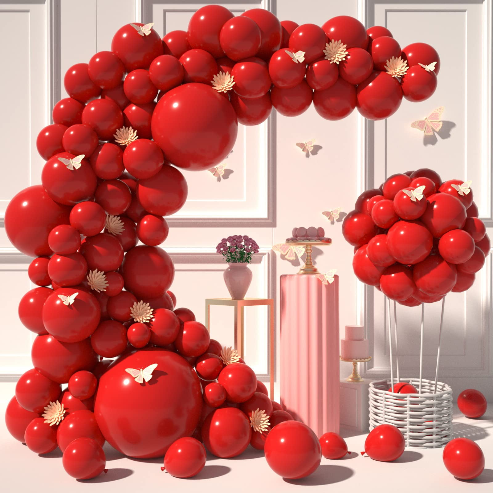CUTEUP Red Balloons Garland Kit 120 Pcs 18/10/12/5 Inch red Balloon