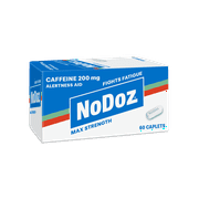 NoDoz 200mg Caffeine Pills Maximum Strength, Energy Support, 2 Pack, 120 Caplets Total