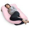 PharMeDoc Full Body Pregnancy Pillow - U Shaped Body Pillow - Maternity Pillow for Pregnant Women with Detachable Extension, Light Pink