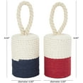 thumbnail image 3 of 5"W, 7"H Cream Cotton Coiled Colorblock Buoy Sculpture with Red and Blue Bases, by DecMode (2 Count), 3 of 10