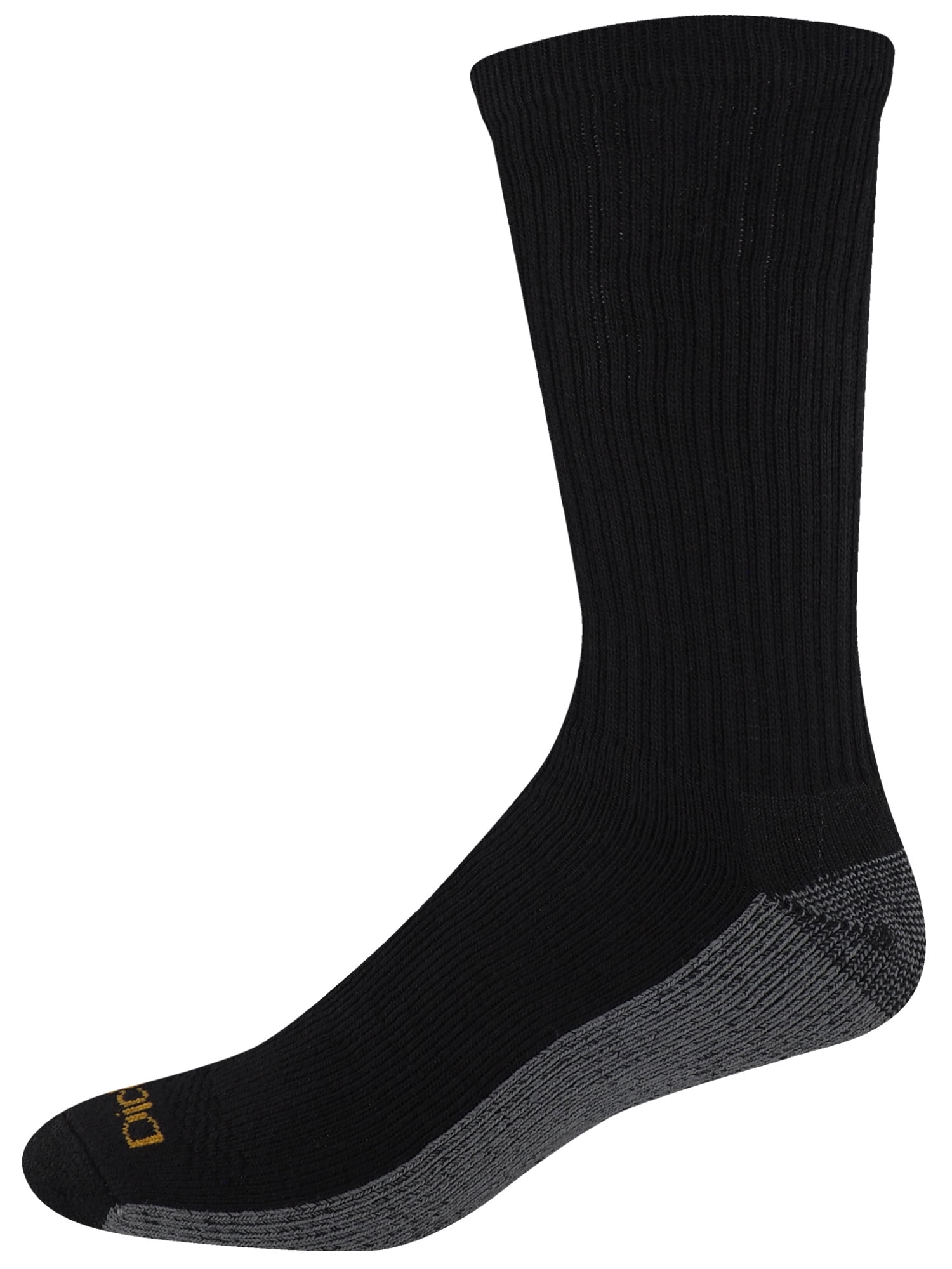 Dickies Men's Dri-Tech Crew Socks, 12 pack- Black/White Ext size 12-15