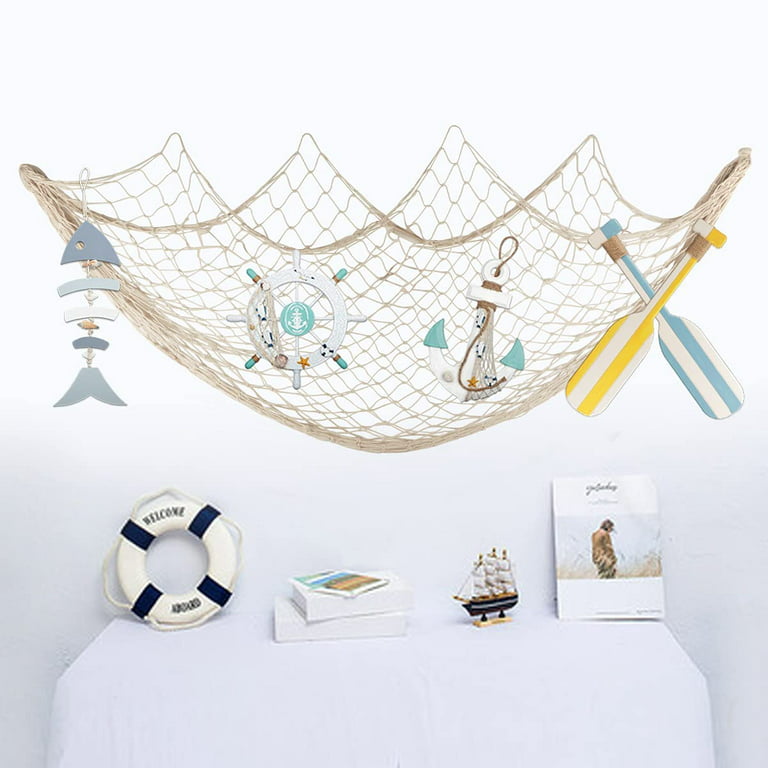 Fishing Net Wall Decor with Natural Shells Beach Themed Fishing Net Wall  Hanging for Party Wall Home Wedding Decoration Photographing  Decoration,200CM x150CM(Beige) – BigaMart