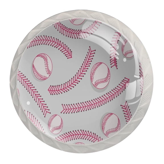 4 Pcs Baseball Knobs for Kitchen Cabinet Cupboard Dresser Bookcase Drawer Pulls Handles Round Home Decor