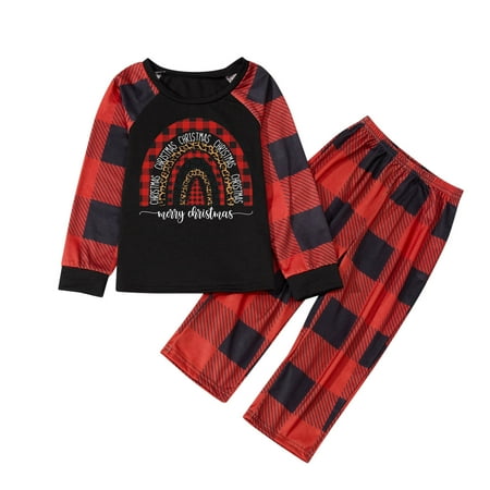 

Fashion Kids Sleepwear For Christmas Family Matching Pajamas Christmas Rainbow Leopard Print Pjs Plaid Long Sleeve Tops And Pants Soft Casusal Holiday Sleepwear