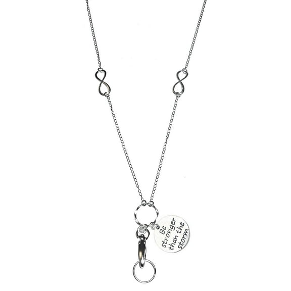 Hidden Hollow Beads "Be Stronger Than The Storm" Charm Lanyard - Fashion Lanyards For Women - Cute Lanyard With ID Holder – Fashion Lanyard Badge Holder – Work Badge Necklace