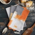 thumbnail image 6 of Burnt Orange Gray Kitchen Towels Set of 3, Water Absorbent Dish Towel, Geometric Oil Painting Abstract Modern Decorative Hand Towels - Quick Drying Cloth for Cooking Baking, 18x28 Inch, 6 of 8