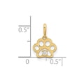 thumbnail image 2 of 10mm 14k Solid Yellow Gold Polished Cubic Zirconia Dog Cat Pet Paw Print Pendant Necklace Pendant for Women, 2 of 2