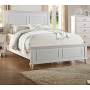 Bed Frame White Color Queen Size Bed Bedroom Furniture High Panel Headboard Footboard Plywood 1pc Bedframe