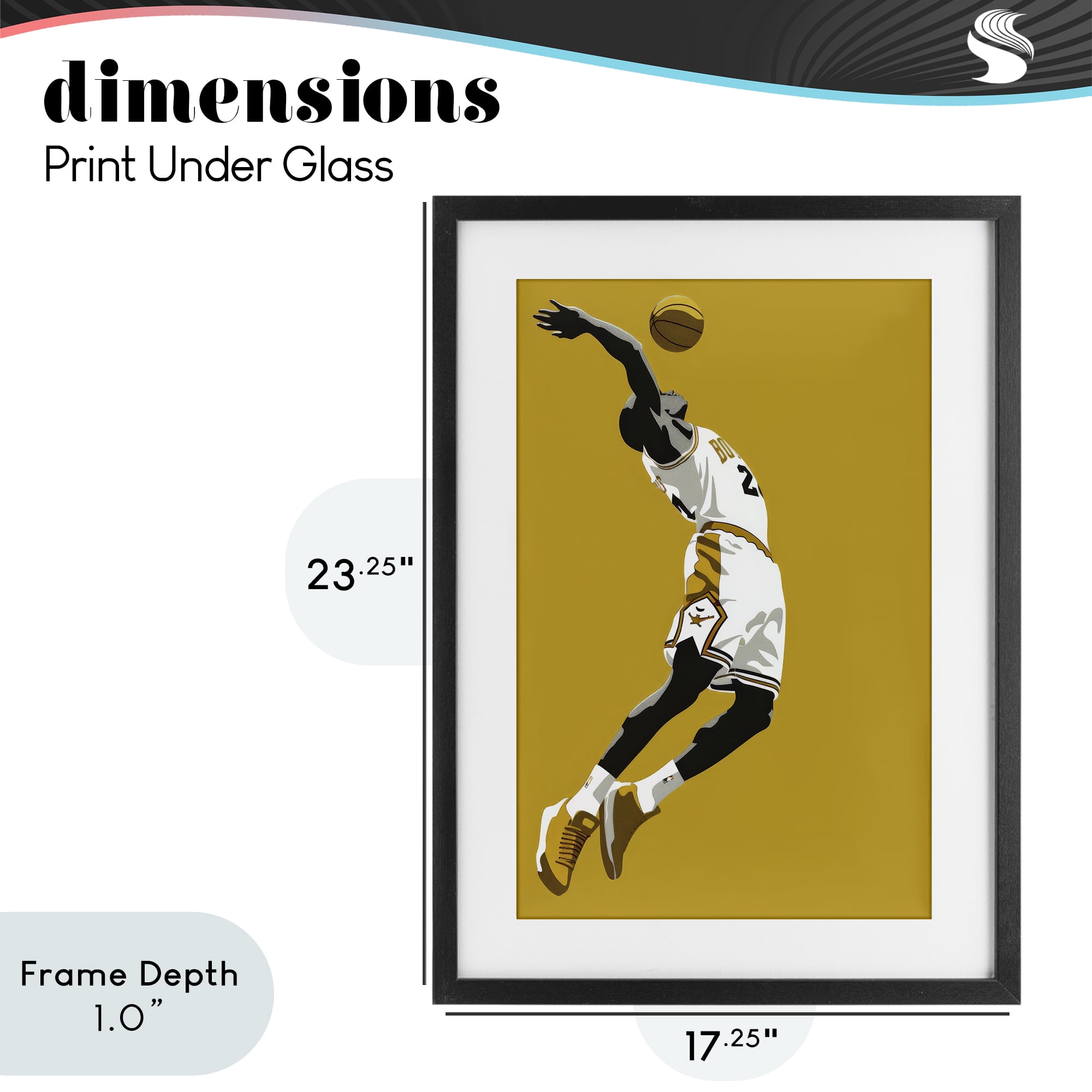 Stupell Industries Iconic Basketball Dunk Black Framed Print Under Glass, design by Ray Powers