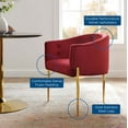 thumbnail image 5 of Tufted Accent Chair, Velvet, Metal Steel, Red, Modern Contemporary Urban Design, Living Lounge Room Hotel Lobby Hospitality, 5 of 8