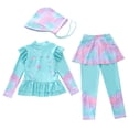 thumbnail image 3 of JAJAHO Girls Swimsuit For Kids Full Coverage Long Sleeve Rash Guard With Skirt Leggings Swim Cap 3 Piece Set For 3-12 Years Stylish Swimwear, 3 of 7
