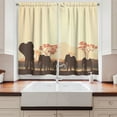 thumbnail image 2 of Ambesonne African Kitchen Curtains, Savannah Animal Pastel Look, 55"x39", Pale Yellow and Brown, 2 of 3