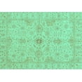 thumbnail image 1 of Ahgly Company Machine Washable Indoor Rectangle Oriental Turquoise Blue Traditional Area Rugs, 8' x 12', 1 of 4