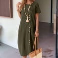 thumbnail image 2 of Women's Casual Dress Short Sleeve Round Neck Loose Fit Comfortable Everyday Wear Spring Summer Outfits With Necklace Styling, 2 of 2