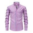 thumbnail image 2 of BiZtdJrK Mens Button Down Shirts Striped Long Sleeve Casual Work Dress Shirt Wrinkle Free Regular Fit Office Collared Tops Purple XXXL, 2 of 4