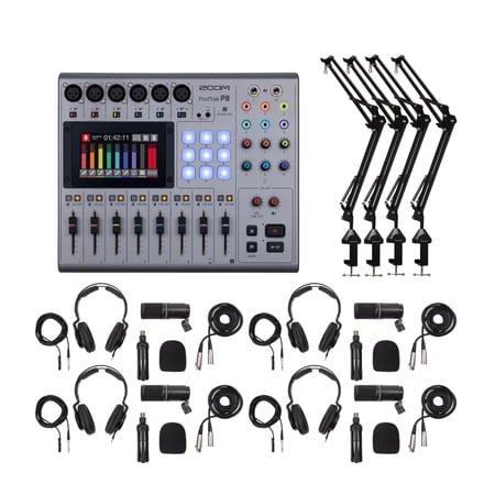 UPC: 0196271428282 | Zoom PodTrak P8 Multitrack Podcast Recorder + (4) Mic – Ultimate Bundle