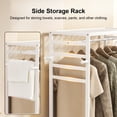 thumbnail image 4 of GETHFSA Bamboo Clothing Rack with Hanging Rod & Storage Shelves, Mobile Garment Stand with Wheels, Heavy-Duty Wardrobe Organizer, White, Free-Standing, 4 of 17