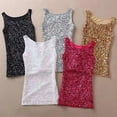 thumbnail image 5 of Women Glitter Sequin Sleeveless Vest Tank Tops Party Cocktail Clubwear Shirt White YIWEI, 5 of 11