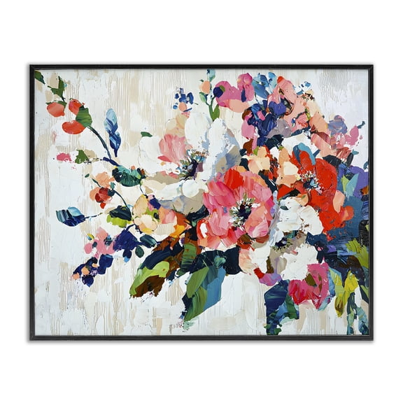 Stupell Industries Abstract Flower Blooming Branch Abstract Painting Black Framed Art Print Wall Art, 14 x 11