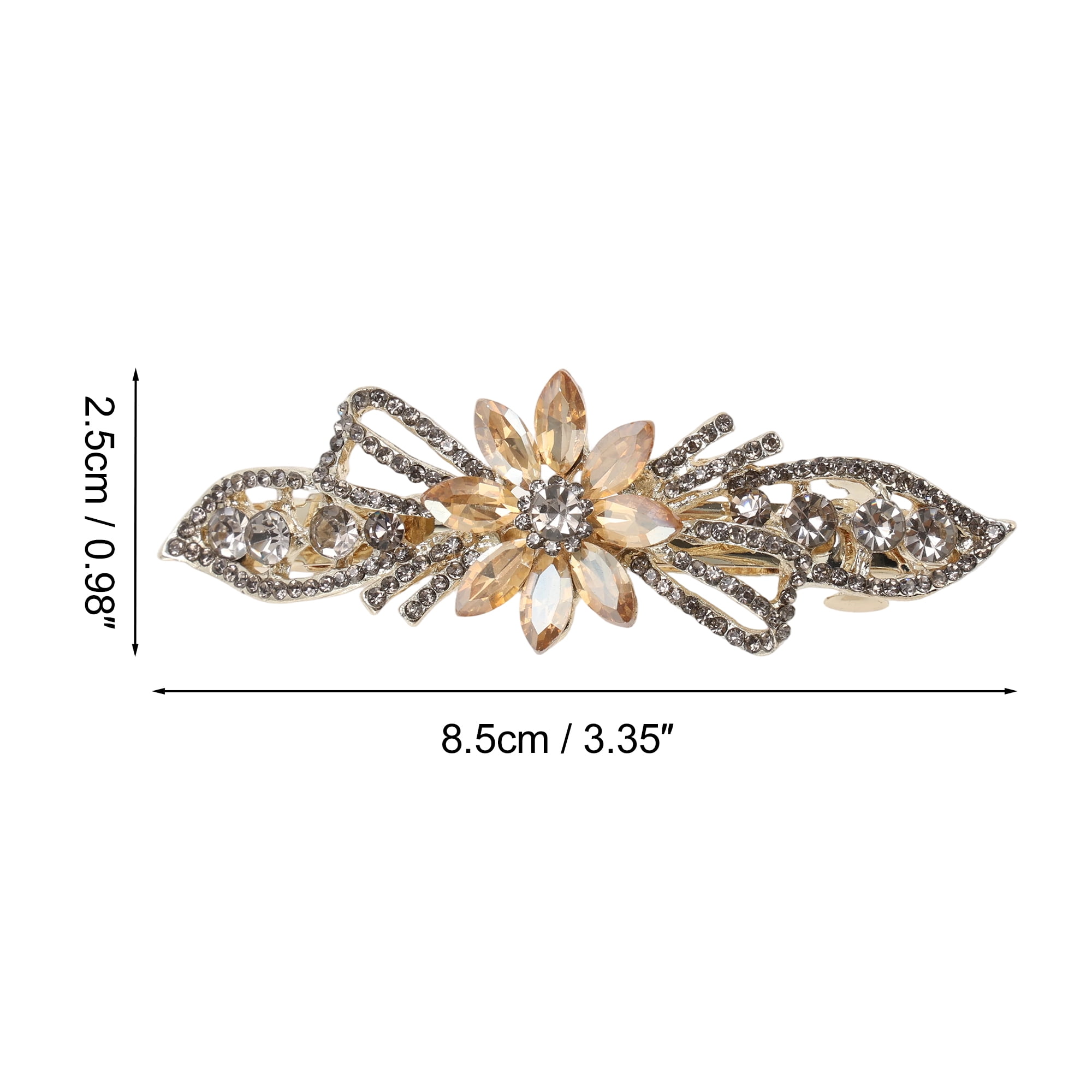 Unique Bargains Flower Rhinestone Barrettes Stylish Hair Champagne