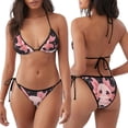 thumbnail image 3 of Wukai Chibi Axolotl Sakura Fantasy Print Women's Bikini Set, Removable Breast Pad Strappy Swimsuit Two-piece Set, Summer Seaside Pool Swimsuit, 3 of 5