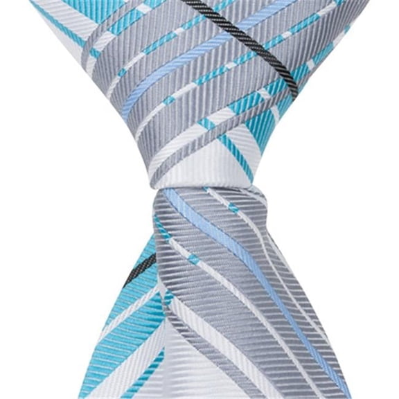 Matching Tie Guy 4562 X3 - 9.5 in. Zipper Necktie - Blue- White & Grey Plaid- 6 to 18 Month