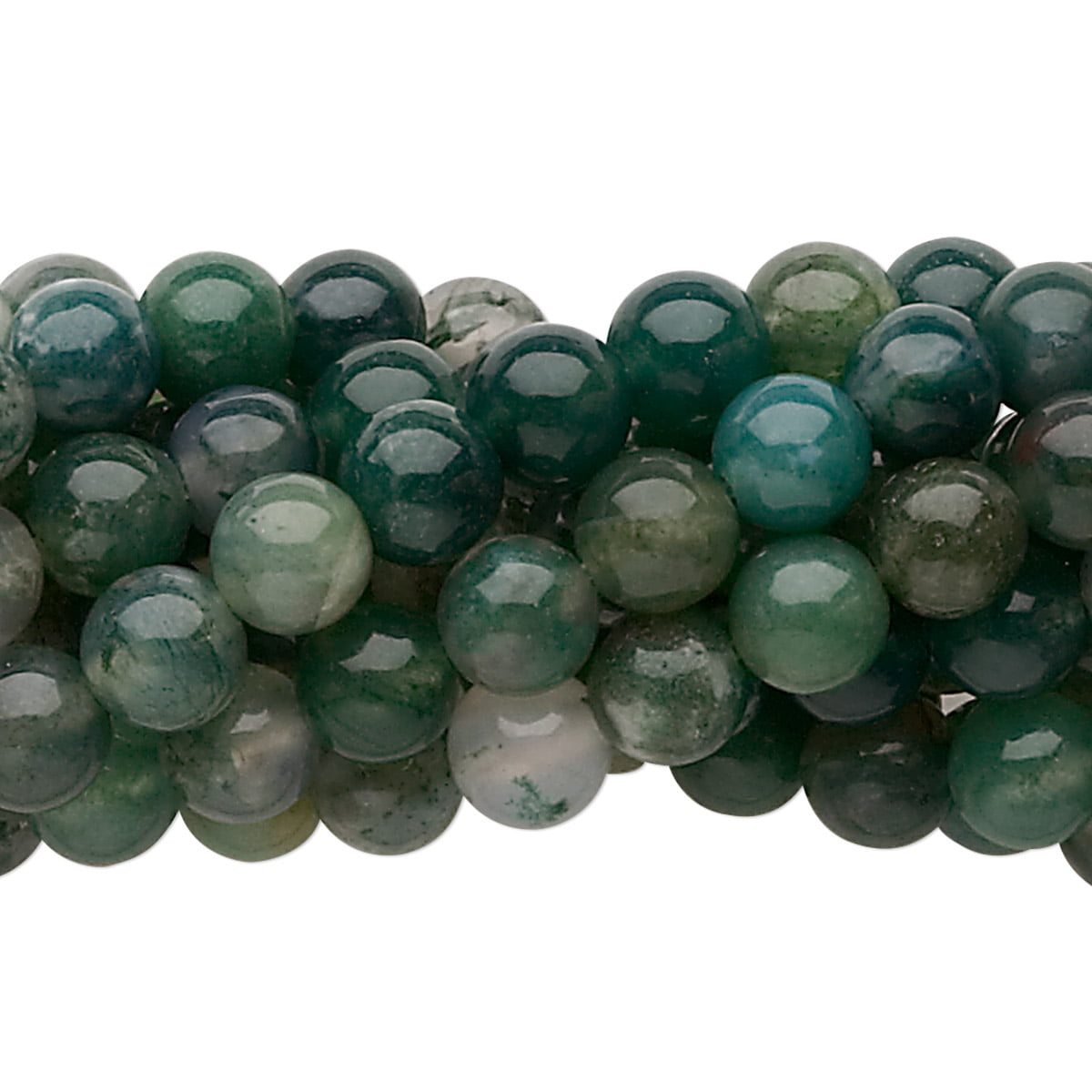 6mm 8mm 10mm Natural Green Moss Agate Round Beads Jewelry Making 15" Big Hole 