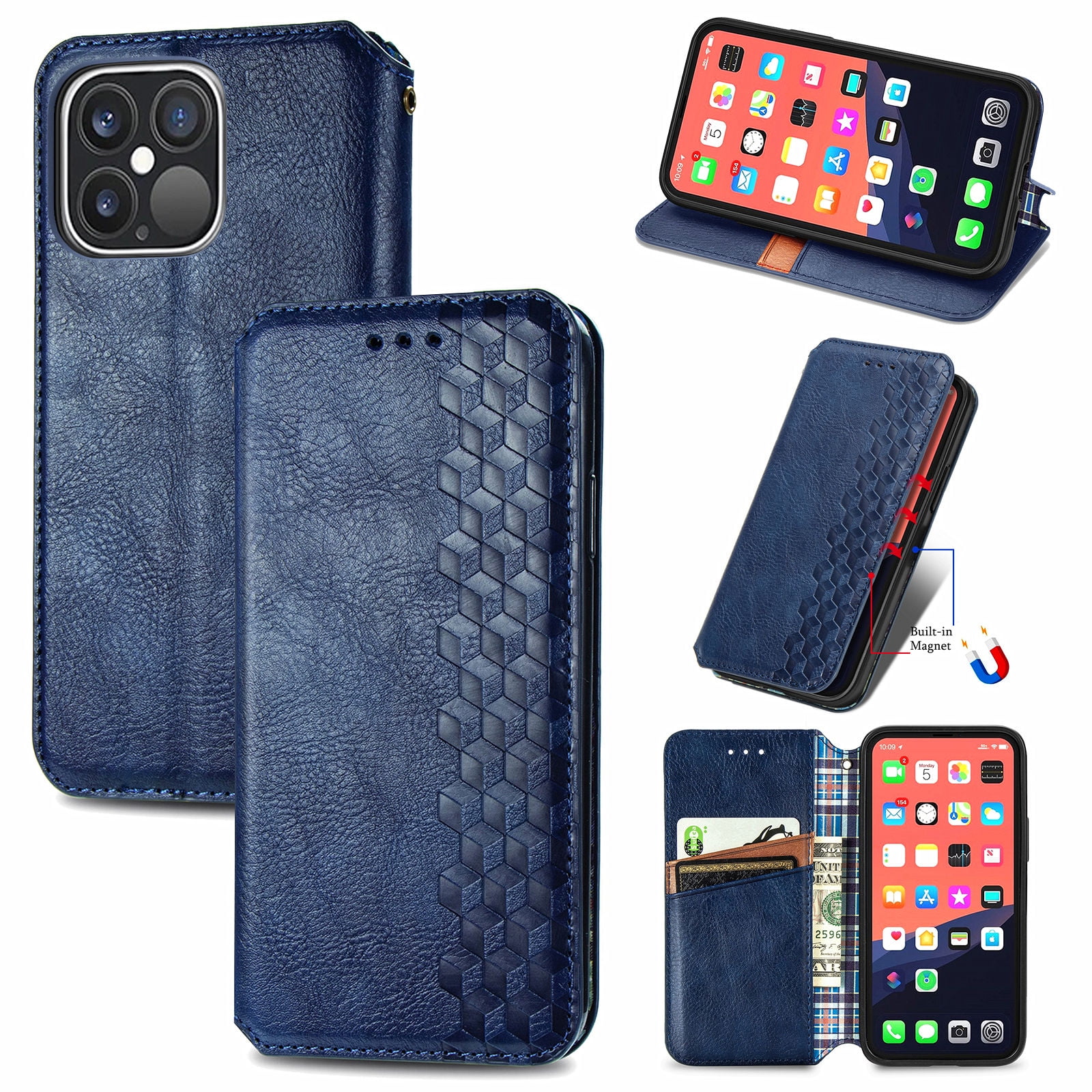 iPhone 11 Case, PU Leather TPU Wallet Cover with Card Holder Kickstand