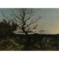 thumbnail image 2 of Henri-Joseph Harpignies 18x14 Gold Ornate Wood Frame and Double Matted Museum Art Print Titled - Moonlight Near Marseille (1889), 2 of 4