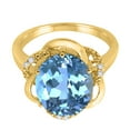 thumbnail image 4 of Blue Topaz and Diamond Flower Ring in 10K Gold, 4 of 4