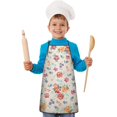 thumbnail image 2 of Pioneer Flower Floral Print Pattern Kids Aprons for Girls and Boys,Adjustable Neck Strap Toddler Aprons for Kids Cooking Baking, 2 of 7