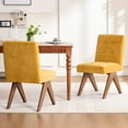 thumbnail image 4 of Kidol & Shellder Modern Upholstered Dining Chairs Set of 2 Tufted Armless Kitchen Chairs with Linen Fabric & Wooden Legs,Yellow, 4 of 9