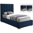 thumbnail image 1 of Meridian Furniture Pierce Navy Linen Textured Fabric Twin Bed, 1 of 17