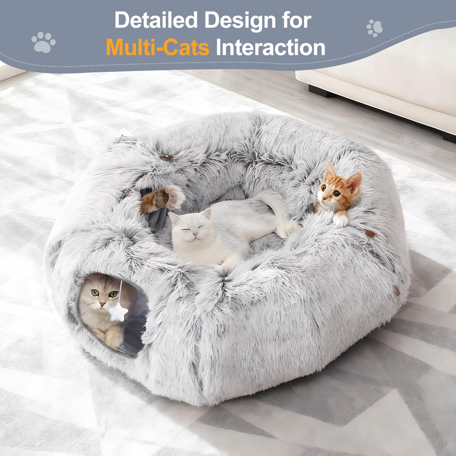 Cat Tunnel Bed For Indoor Cats  L Christmas Tree Skirts Washable Warm Soft Donut Multifunctional Interactive Playground Toys Felines Pet Decoration