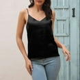 thumbnail image 5 of EHQJNJ Womens Tank Tops with Built in Bra Womens Spaghetti Strap V Neck Satin Camisole Sleeveless Soft Tank Top Womens Crop Tops Trendy Womens Tank Tops Loose Fit Petite, 5 of 7