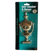 Elegant Colonial Style Solid Brass Door Knocker with 160 Degree Viewer