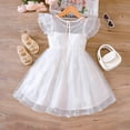 thumbnail image 2 of Vedolay Girl's Dress 2023 Summer Beach Lace Short Sleeve Sundress for Girls,Z1-White 5-6 Years, 2 of 5