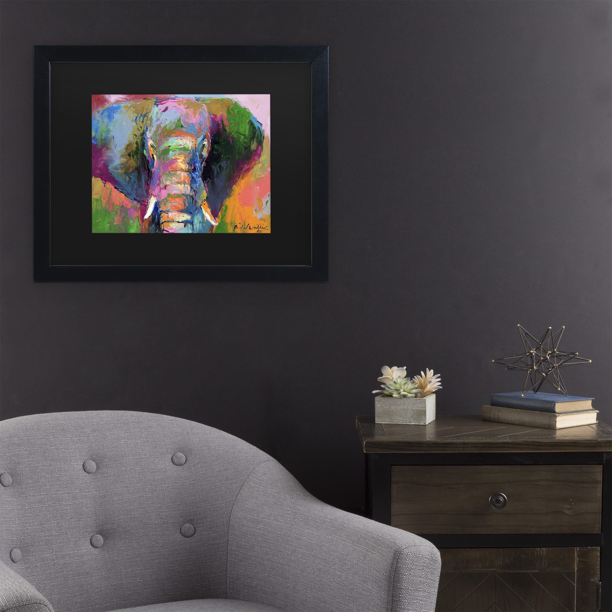 Richard Wallich 'Elephant 2' Matted Framed Art